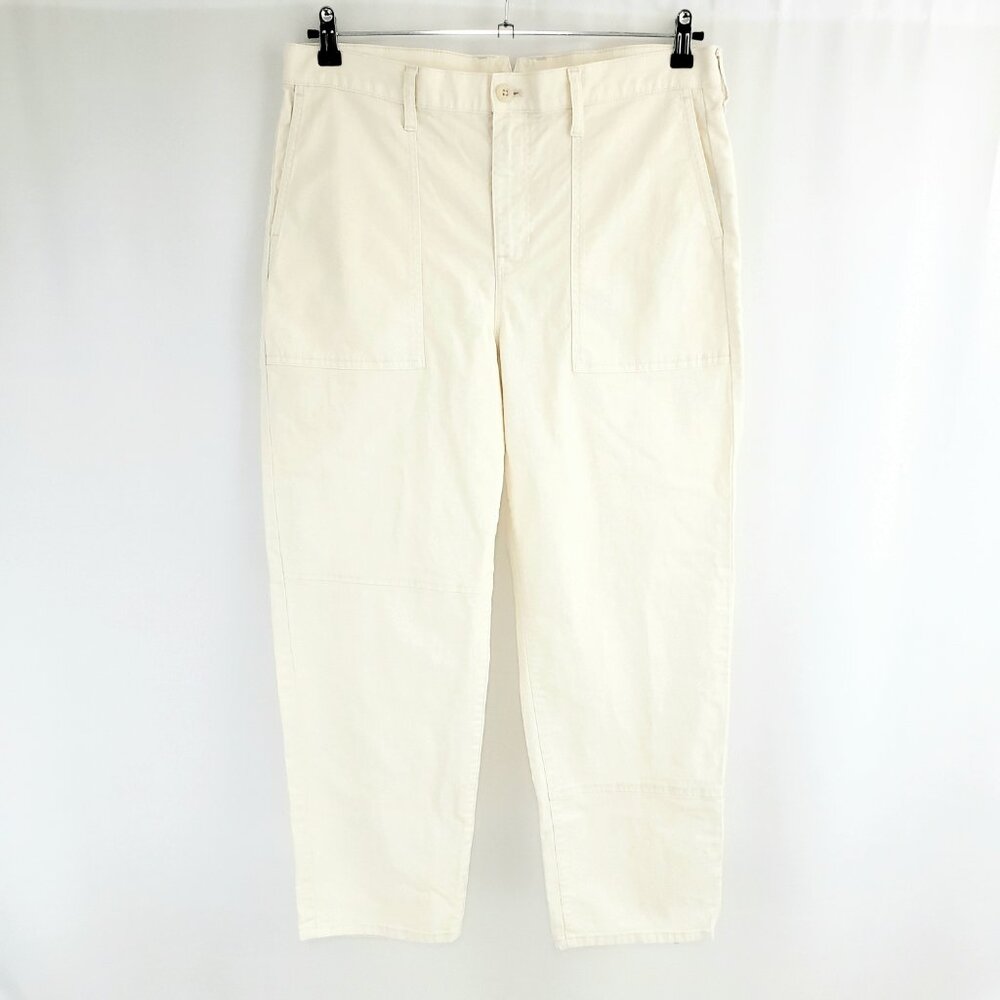 J. Crew Re-Imagined Cropped Cargo Pant #BK571 Size 32 Off-White Ivory 27" Inseam